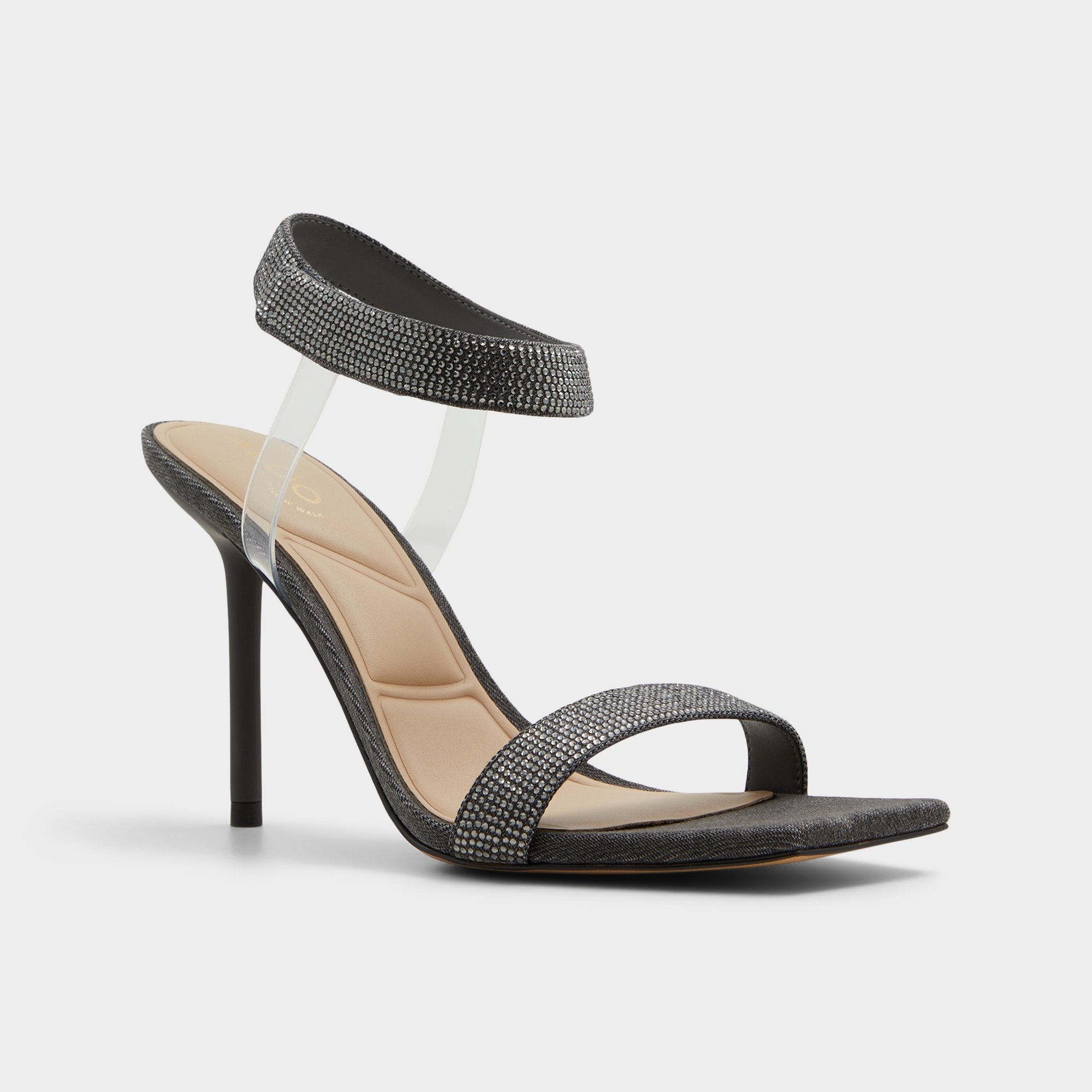 Aldo Rosy Dark Grey Women's Strappy sandals - Strappy heeled sandal Dark Grey
