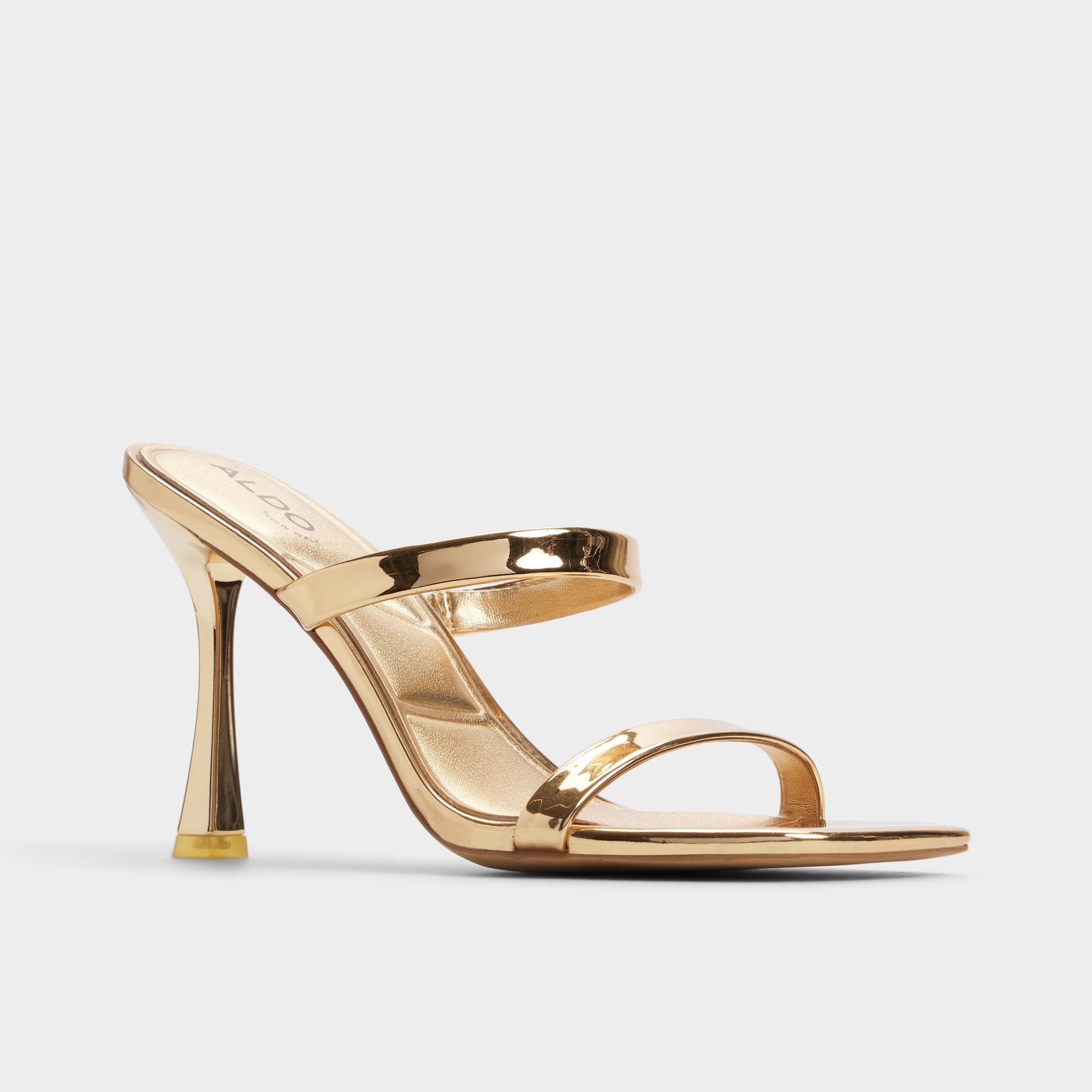 Aldo Evalyn in Gold - Strappy heeled sandal, Stiletto heel Gold