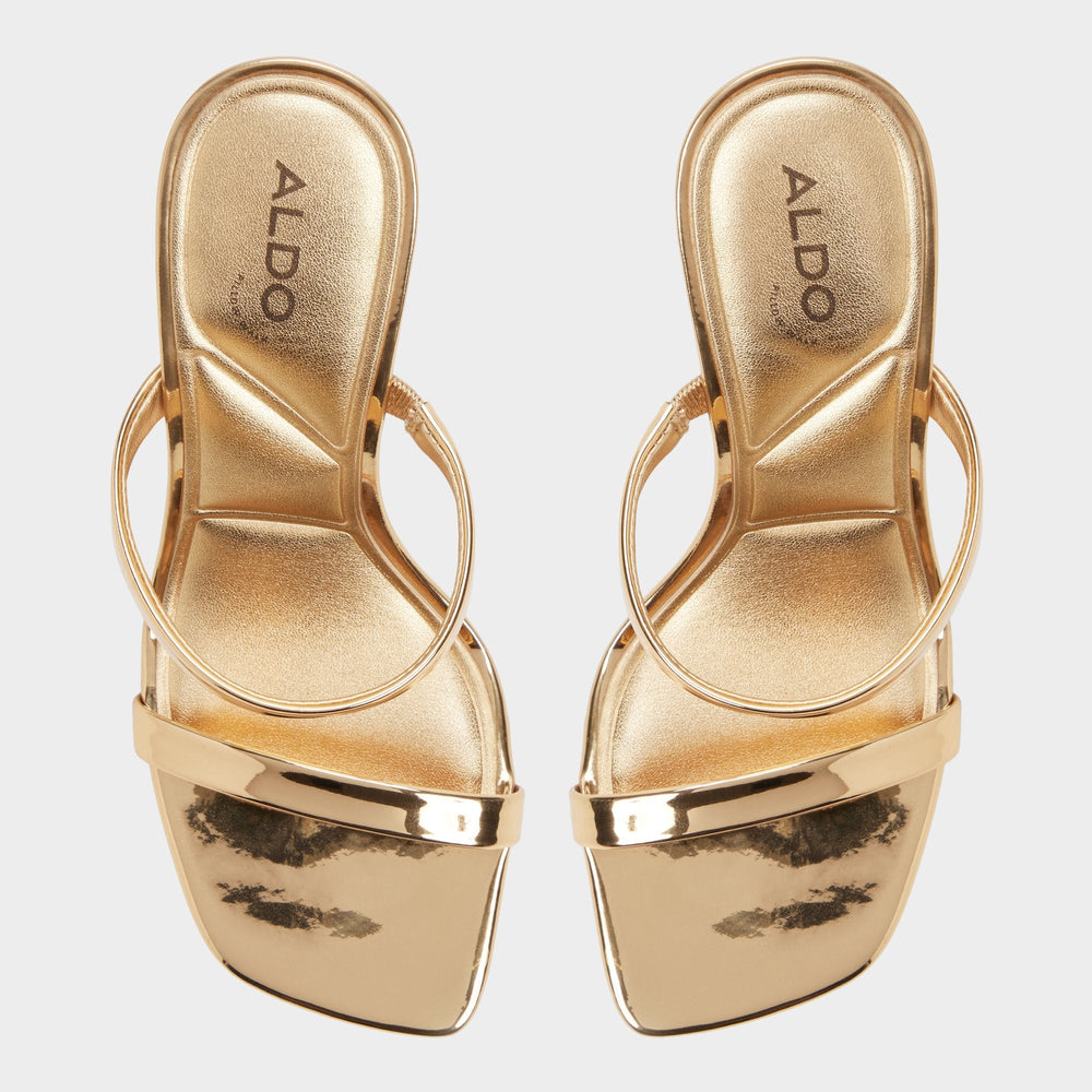 Aldo Evalyn in Gold - Strappy heeled sandal, Stiletto heel Gold