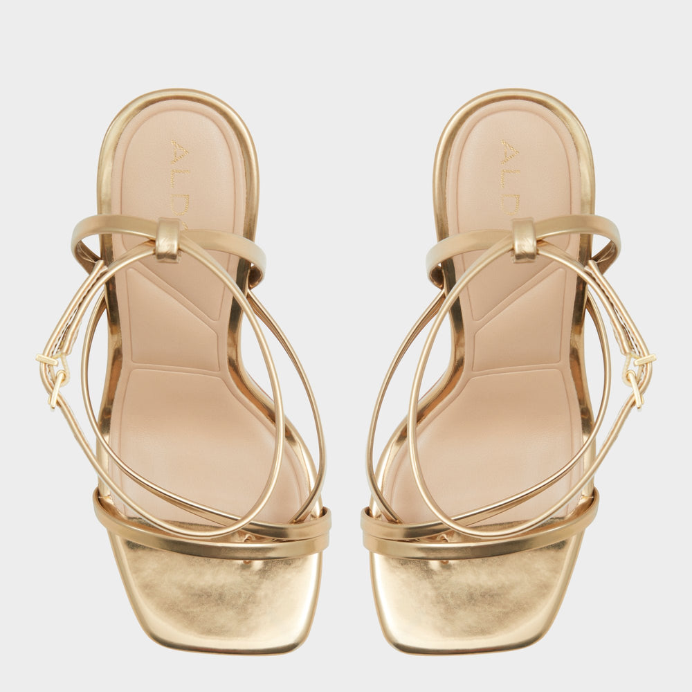 Aldo Laurader Gold Women's Block heels - Strappy heeled sandal, Block heel Gold