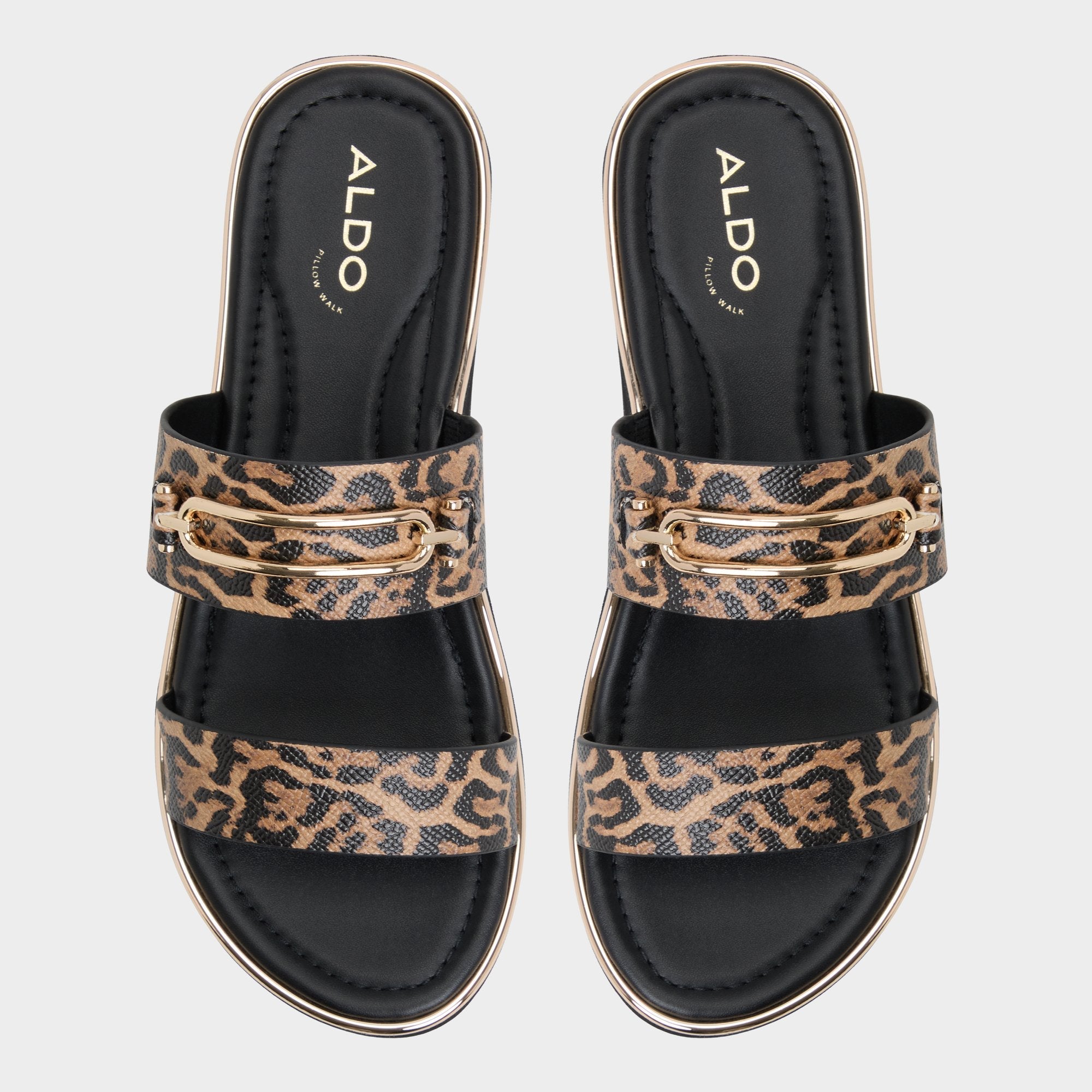 Aldo Lagoon Brown Multi Women's Flats - Strappy flat sandal, Footbed sandal Brown Multi