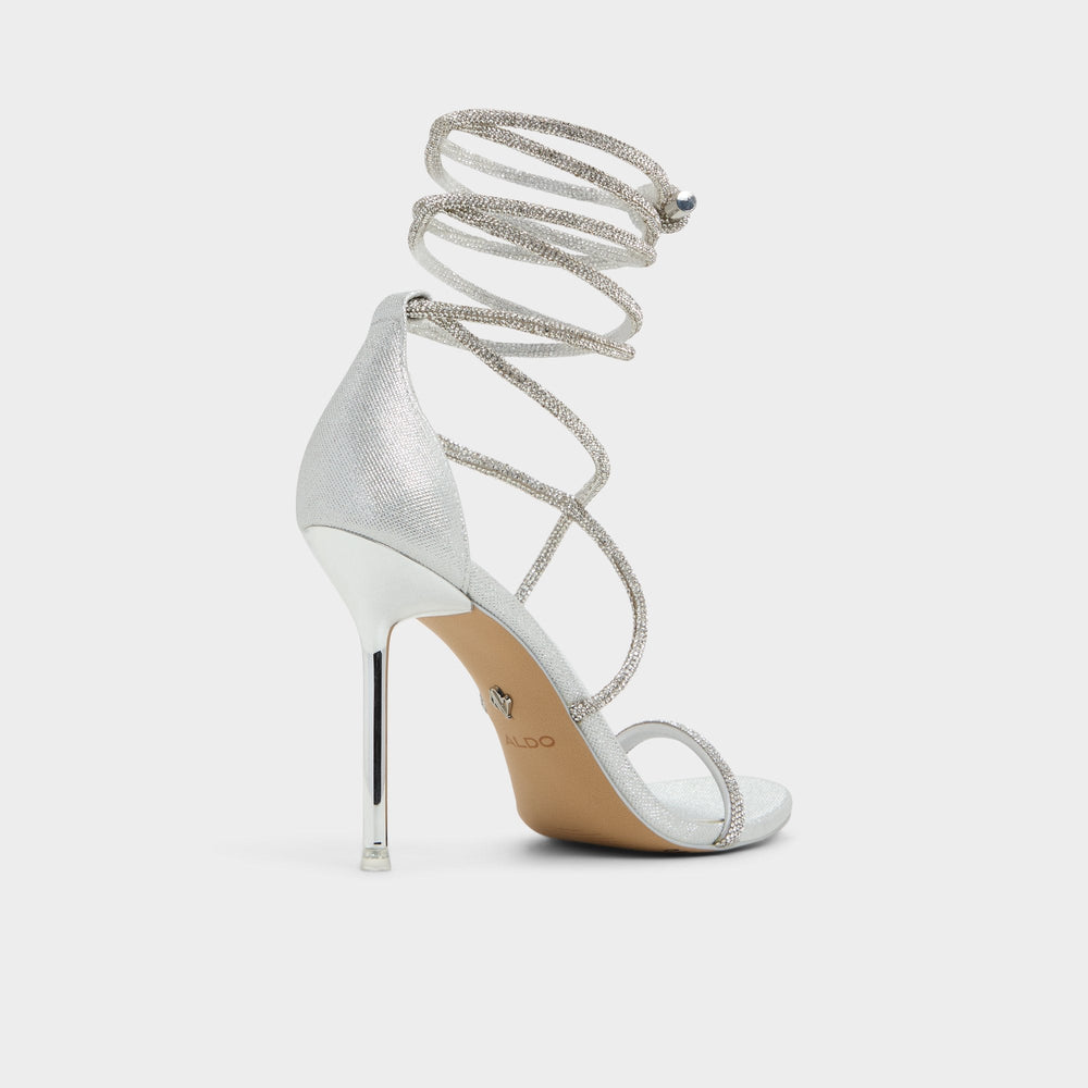 Aldo Caladonia Silver Women's Iridescent metallics - Strappy heeled sandal, Stiletto heel Silver