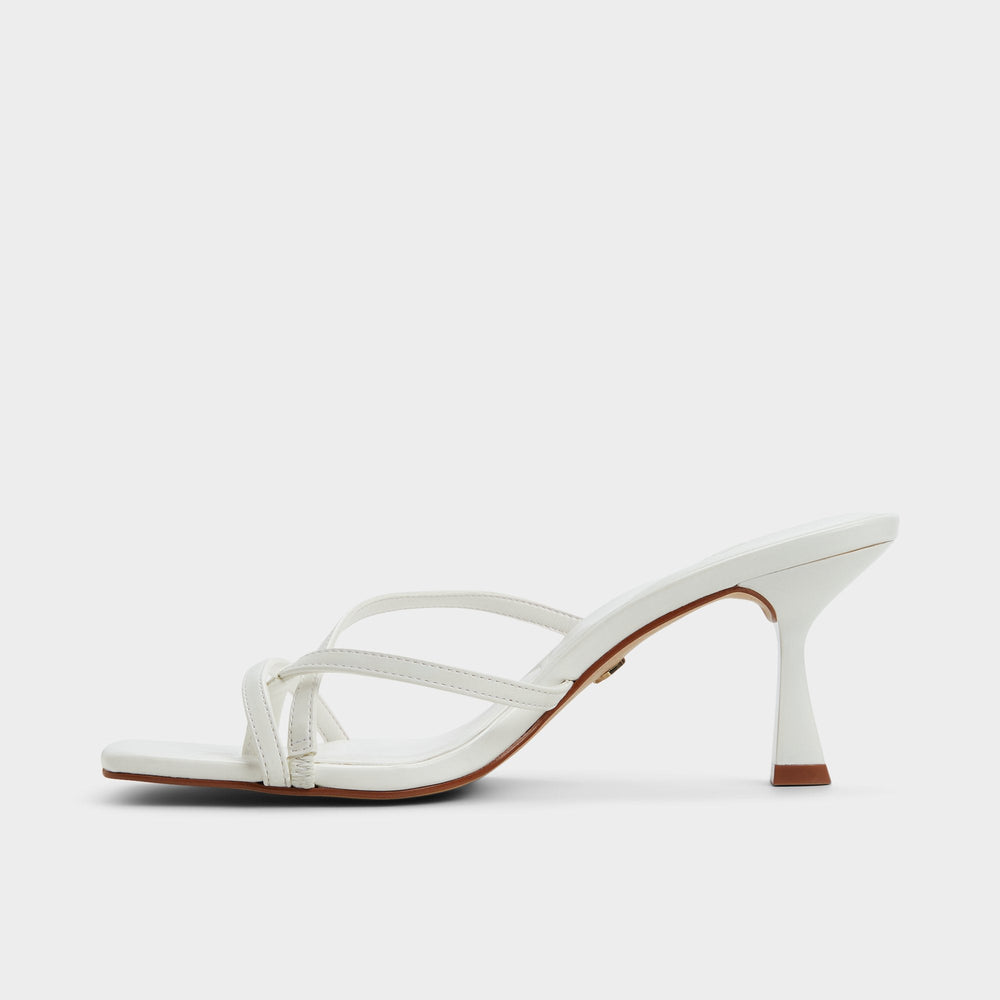 Aldo Calypsa White Women's Heeled mules - Strappy heeled sandal, Block heel White