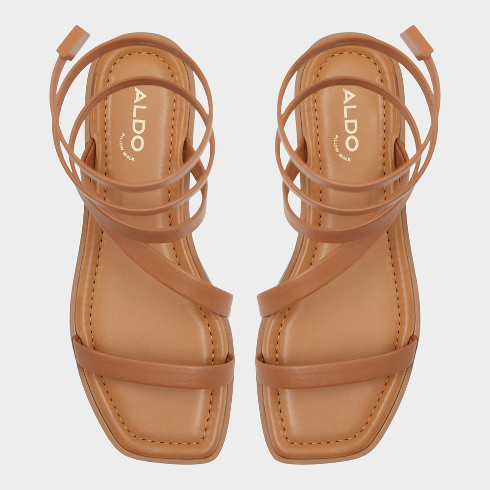 Aldo Spinella in Medium Brown - Strappy flat sandal Medium Brown