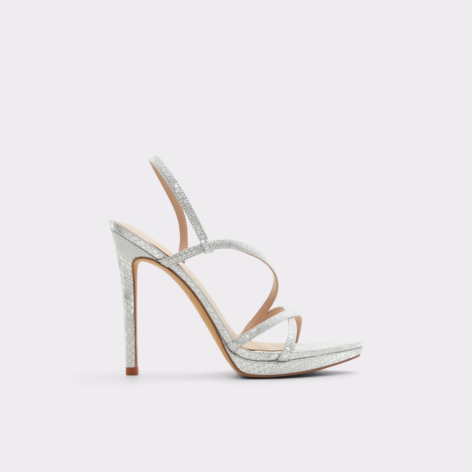 Aldo Resurge in Silver - Strappy stiletto sandal, Stiletto heel Silver