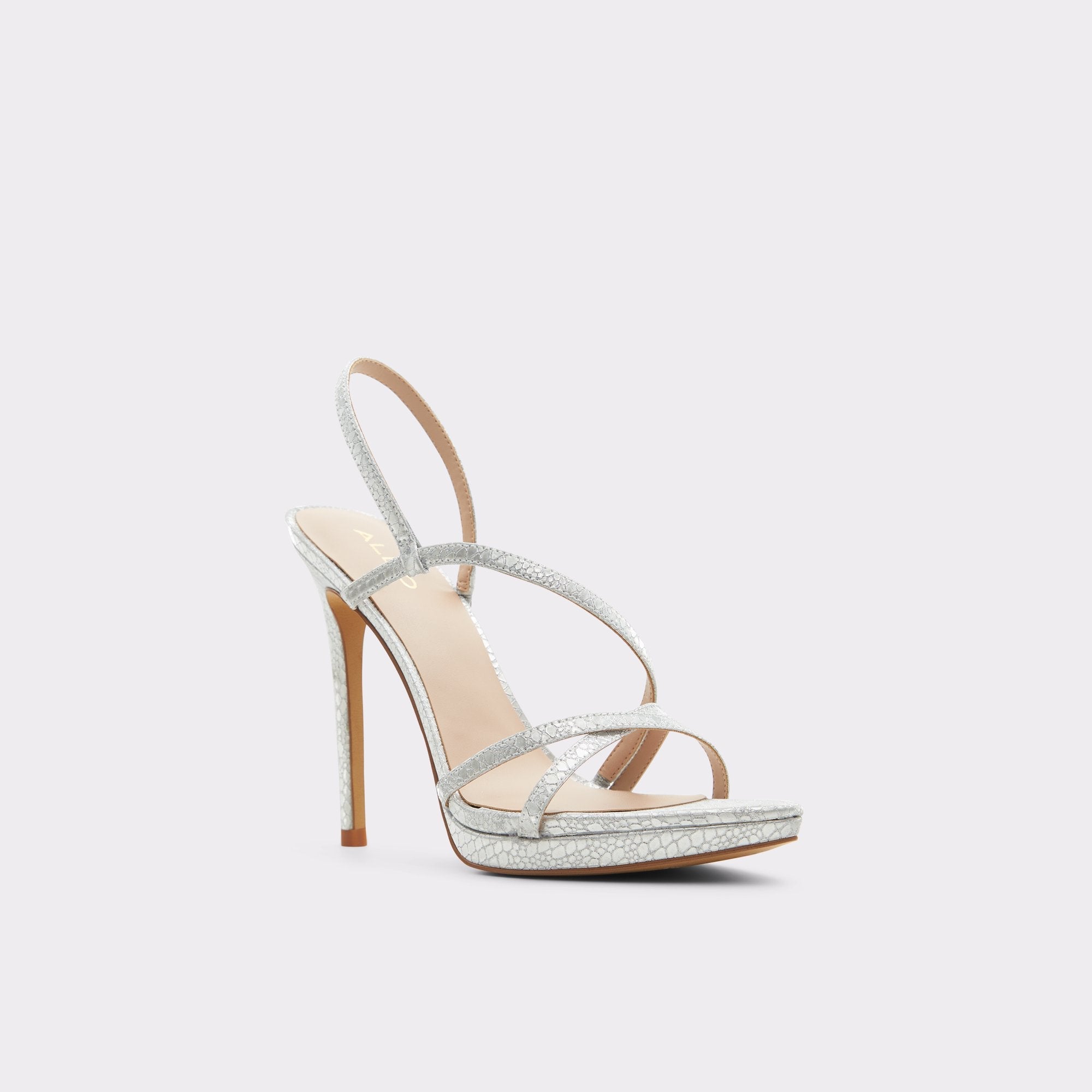 Aldo Resurge in Silver - Strappy stiletto sandal, Stiletto heel Silver