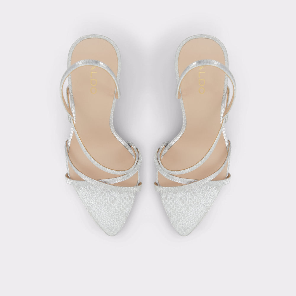 Aldo Resurge in Silver - Strappy stiletto sandal, Stiletto heel Silver