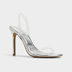 Aldo Quinilynn Silver Women's Iridescent metallics - Strappy heeled sandal, Stiletto heel Silver