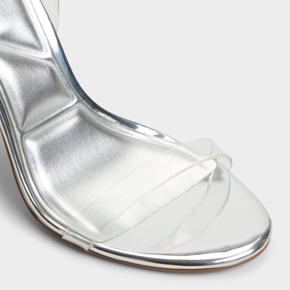 Aldo Quinilynn Silver Women's Iridescent metallics - Strappy heeled sandal, Stiletto heel Silver