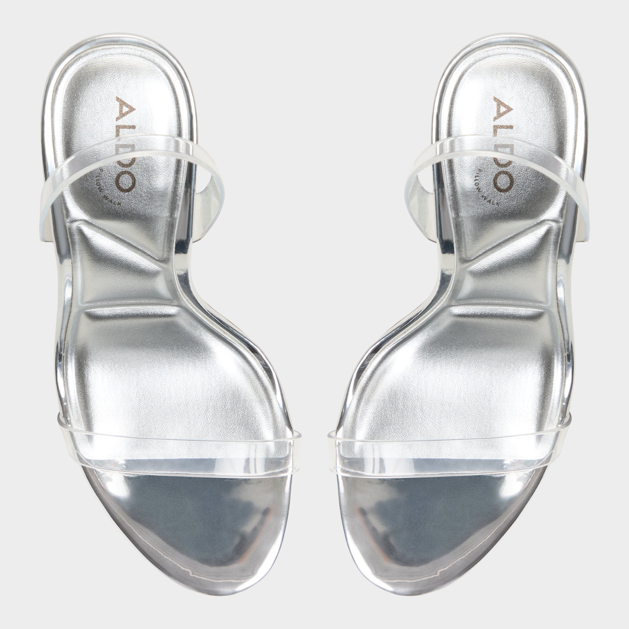Aldo Quinilynn Silver Women's Iridescent metallics - Strappy heeled sandal, Stiletto heel Silver