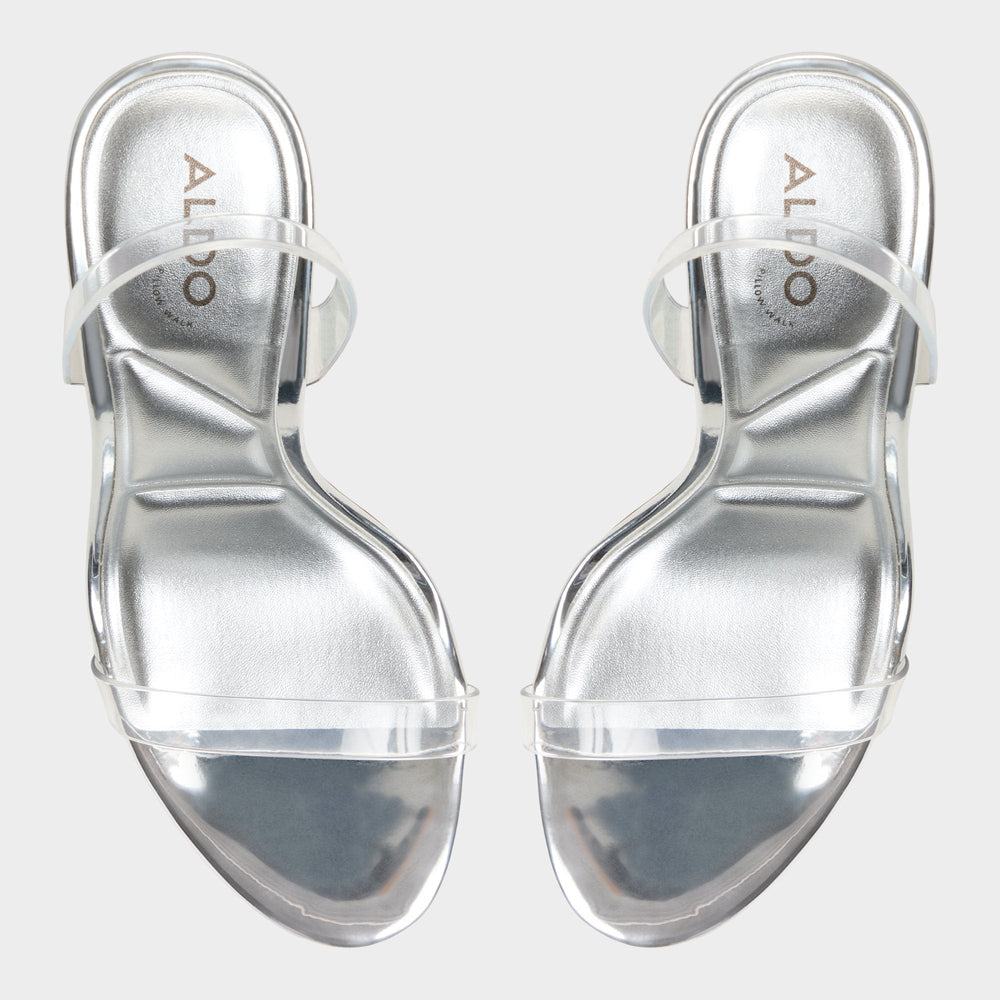 Aldo Quinilynn Silver Women's Iridescent metallics - Strappy heeled sandal, Stiletto heel Silver