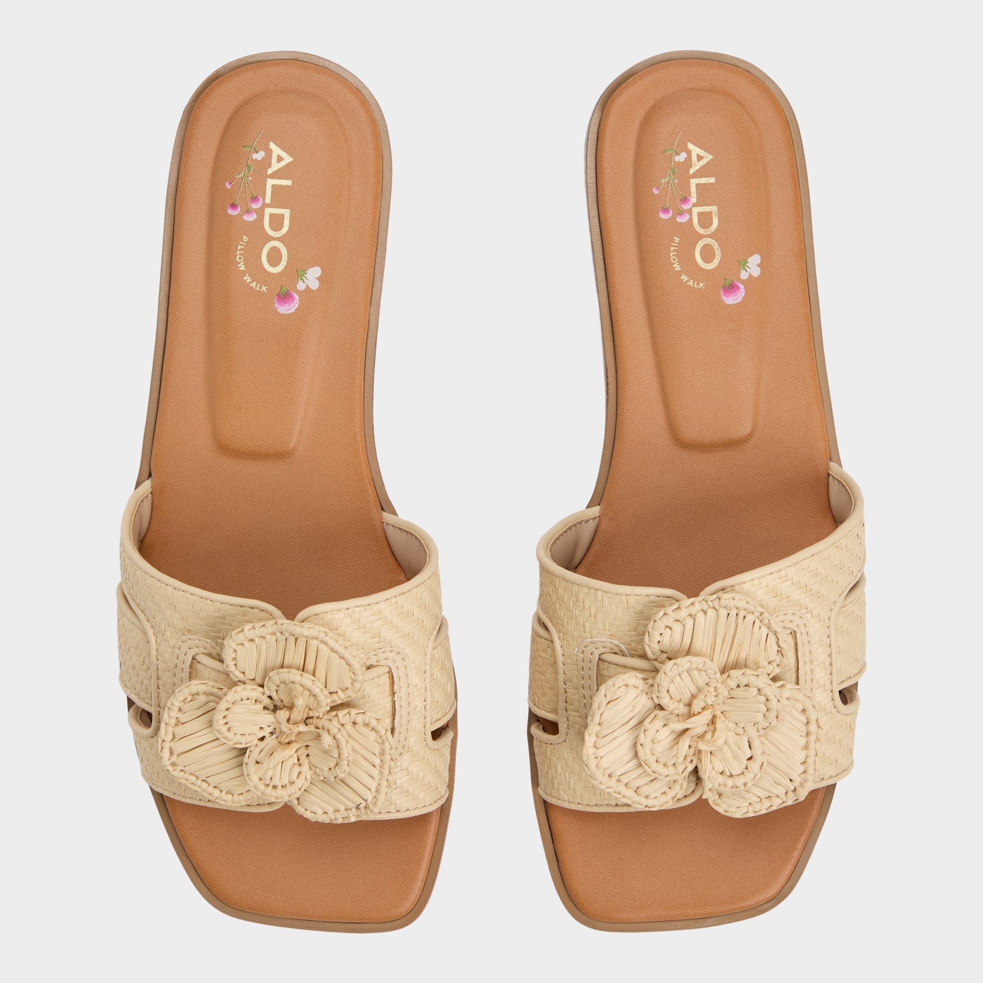 Aldo Seaflower Light Beige Women's Flats - Slide sandal Light Beige