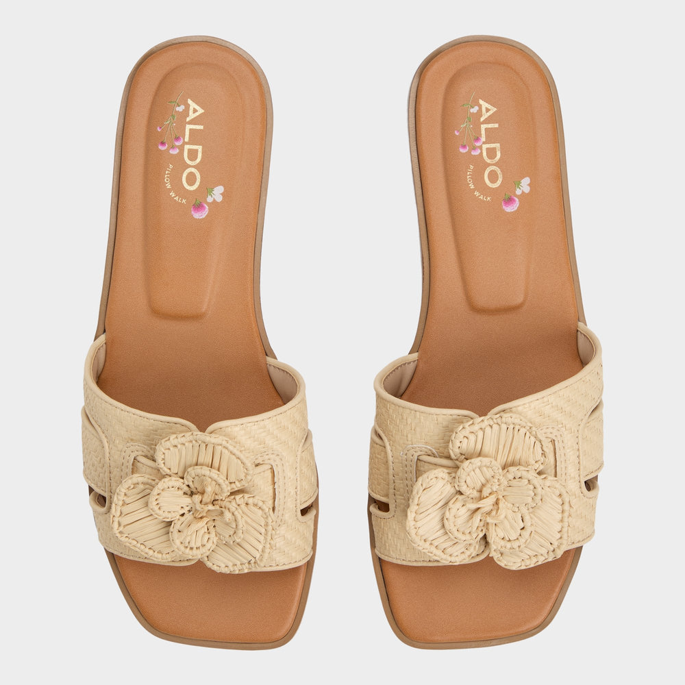 Aldo Seaflower Light Beige Women's Flats - Slide sandal Light Beige