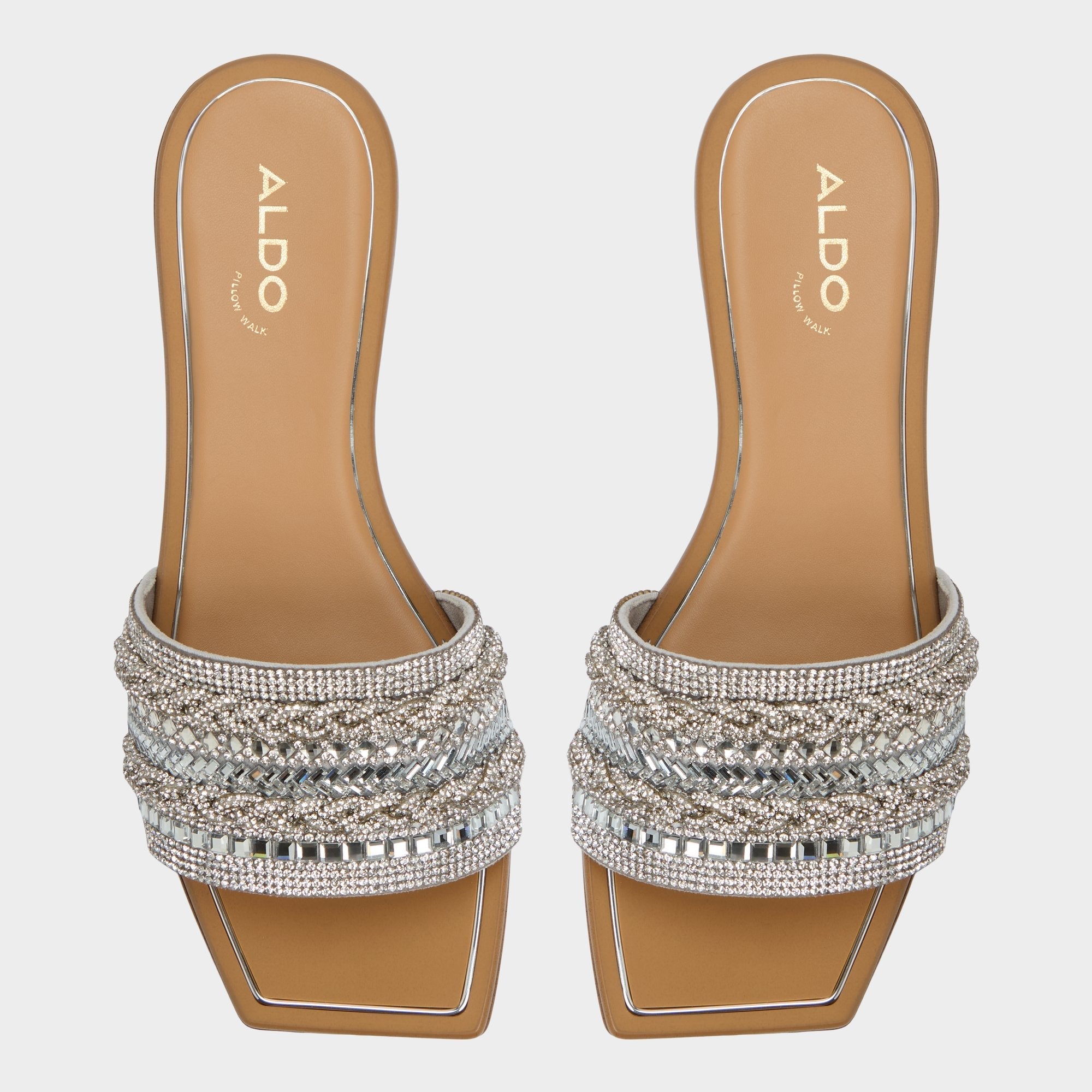 Aldo Navalia Silver Women's Flats - Slide sandal Silver