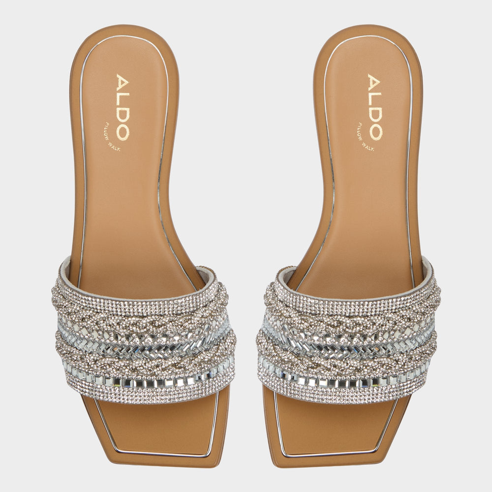 Aldo Navalia Silver Women's Flats - Slide sandal Silver