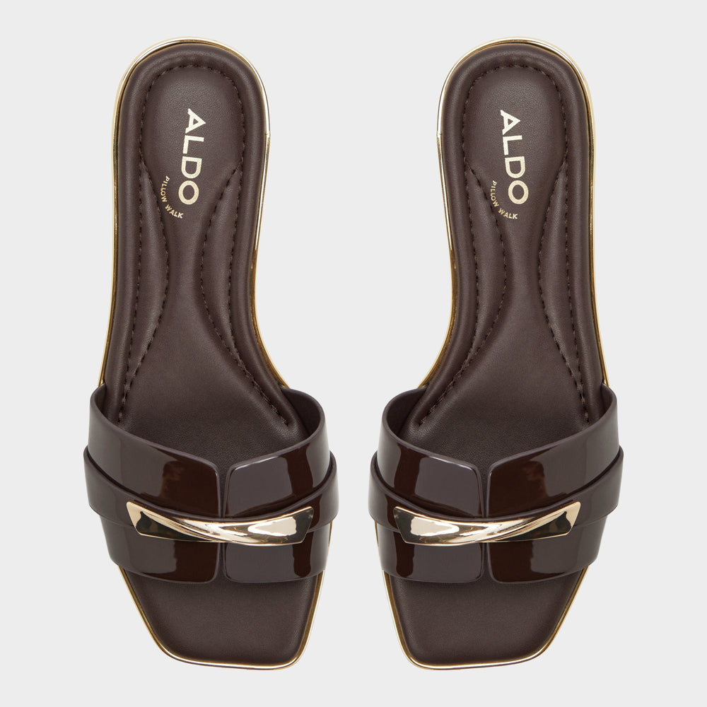 Aldo Darlina Medium Brown Women's Flats - Slide sandal Medium brown