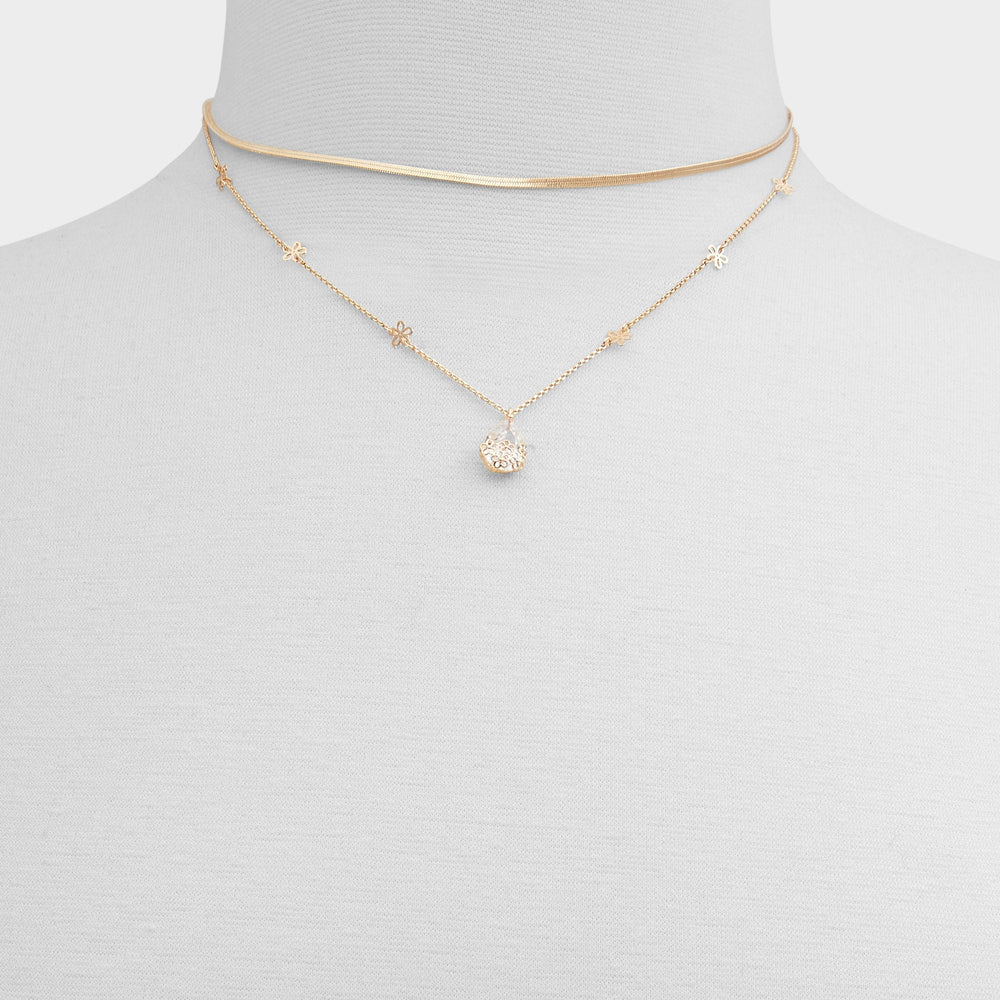 Aldo Teardrop Gold/Clear Multi Women's Necklaces - Necklace Gold/clear multi
