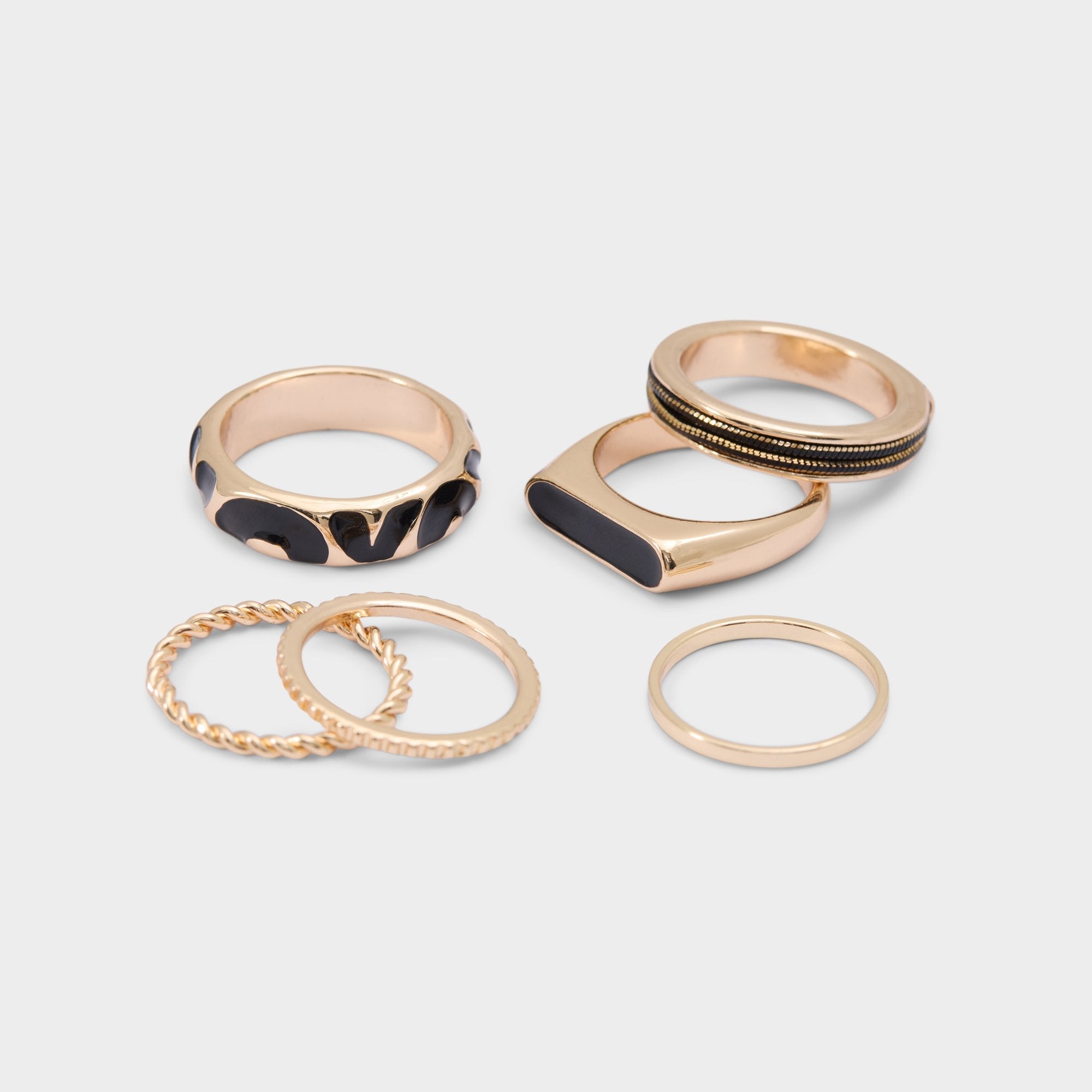 Aldo Wildora in Black Gold Multi - Stackable rings Black/Gold Multi