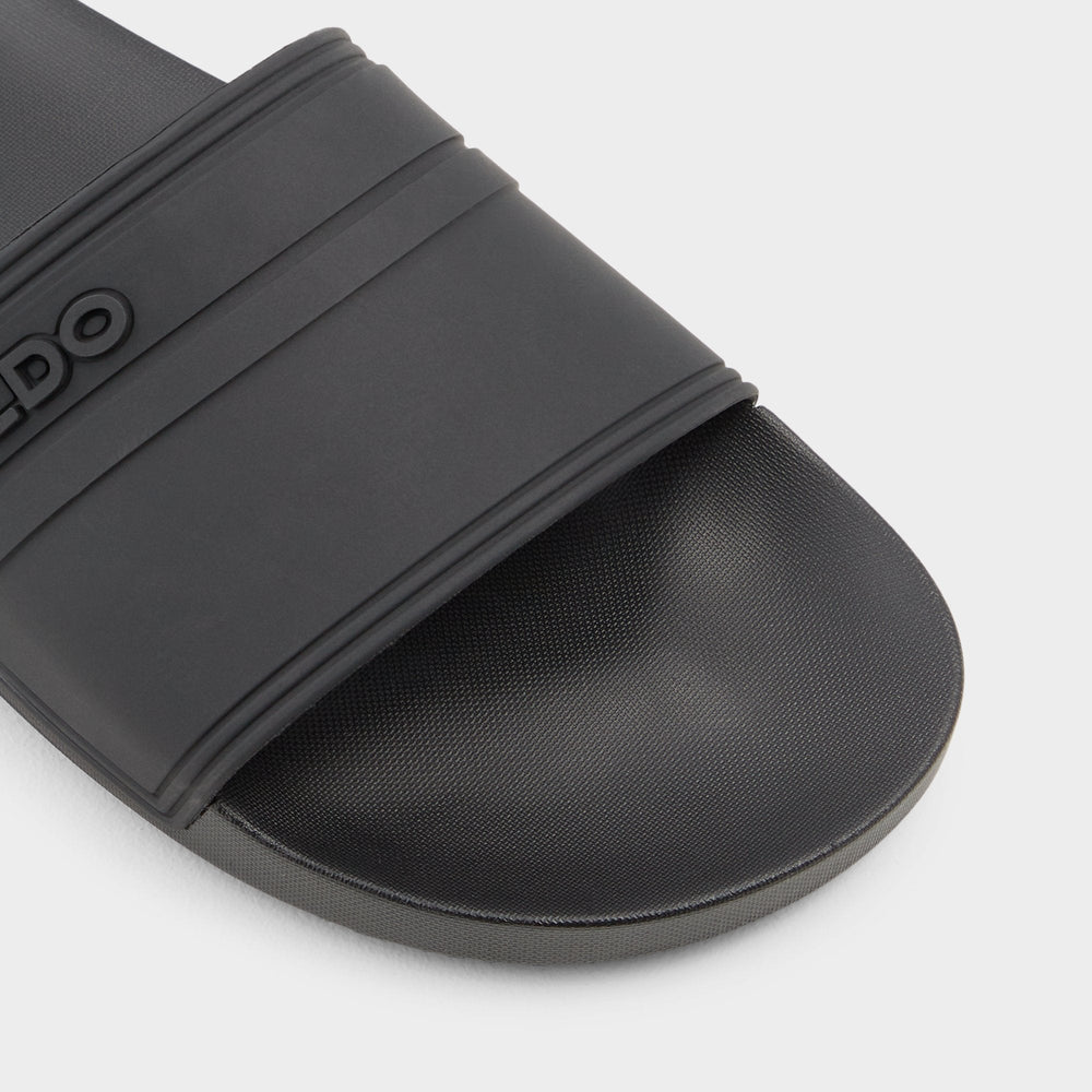 Aldo Dinmore Black Synthetic Rubber Men's Slides - Slide sandal Black