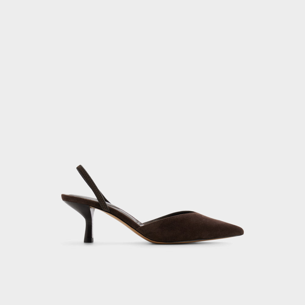 Aldo Re in Olivia Dark Brown - Sling back high heel, Stiletto heel Dark brown