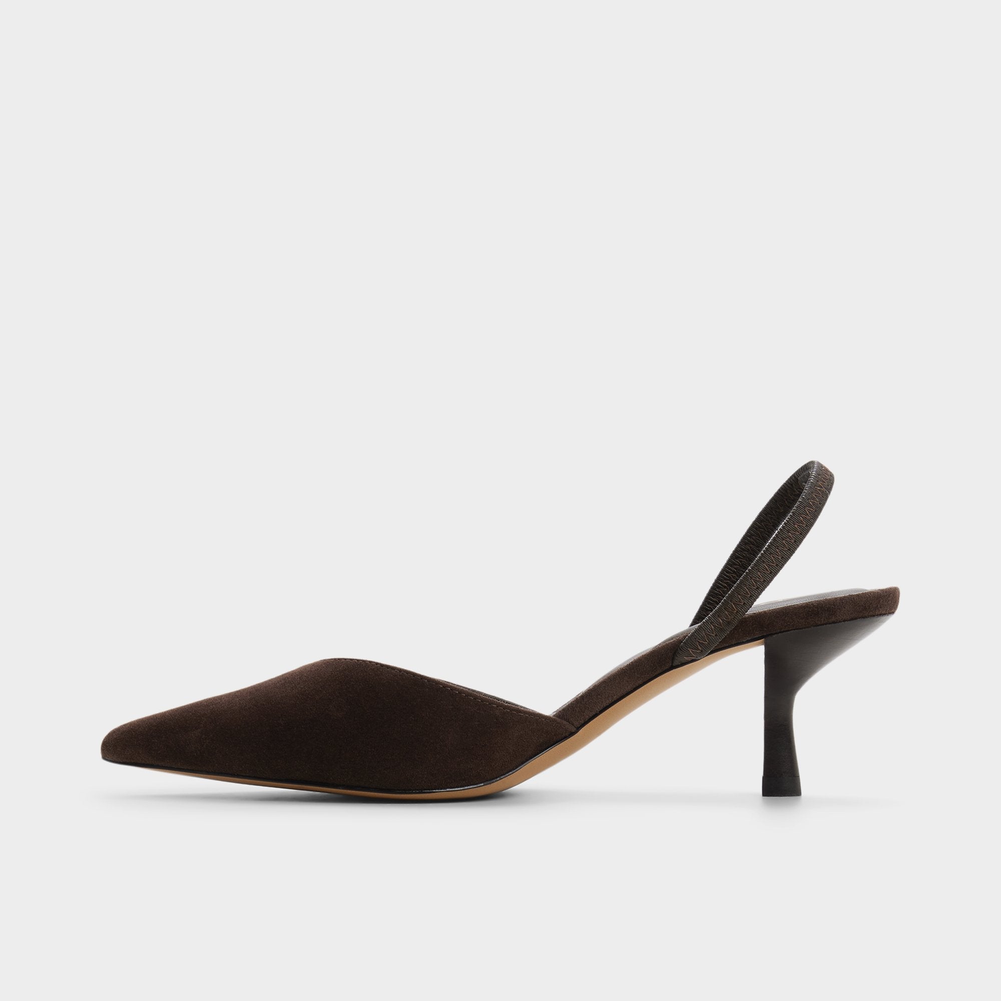 Aldo Re in Olivia Dark Brown - Sling back high heel, Stiletto heel Dark brown